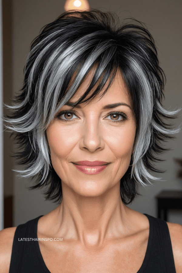 Shag Haircuts for Women Over 60, Shag Haircut with Silver Highlights