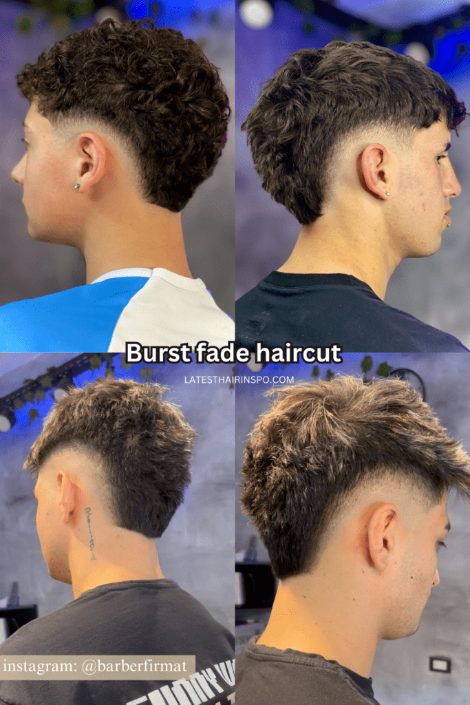 Burst fade haircut by @barberfirmat. Click here to learn what are the top 10 most popular men's haircuts you'll be hearing about at barbershops everywhere!
