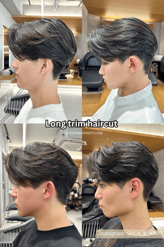 Long trim haircut by @z_a_k_i0607. Click here to learn what are the top 10 most popular men's haircuts you'll be hearing about at barbershops everywhere!