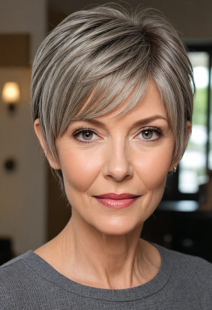 Long Layered Pixie Cut with Volume