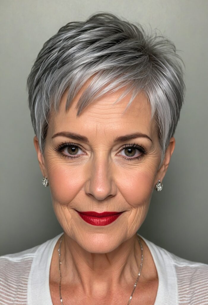 Classic Silver Pixie Haircut