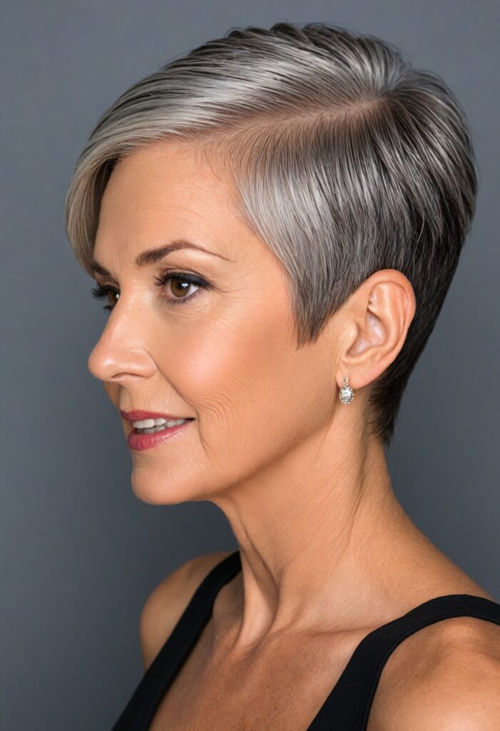 Deep Side Part Pixie Haircut