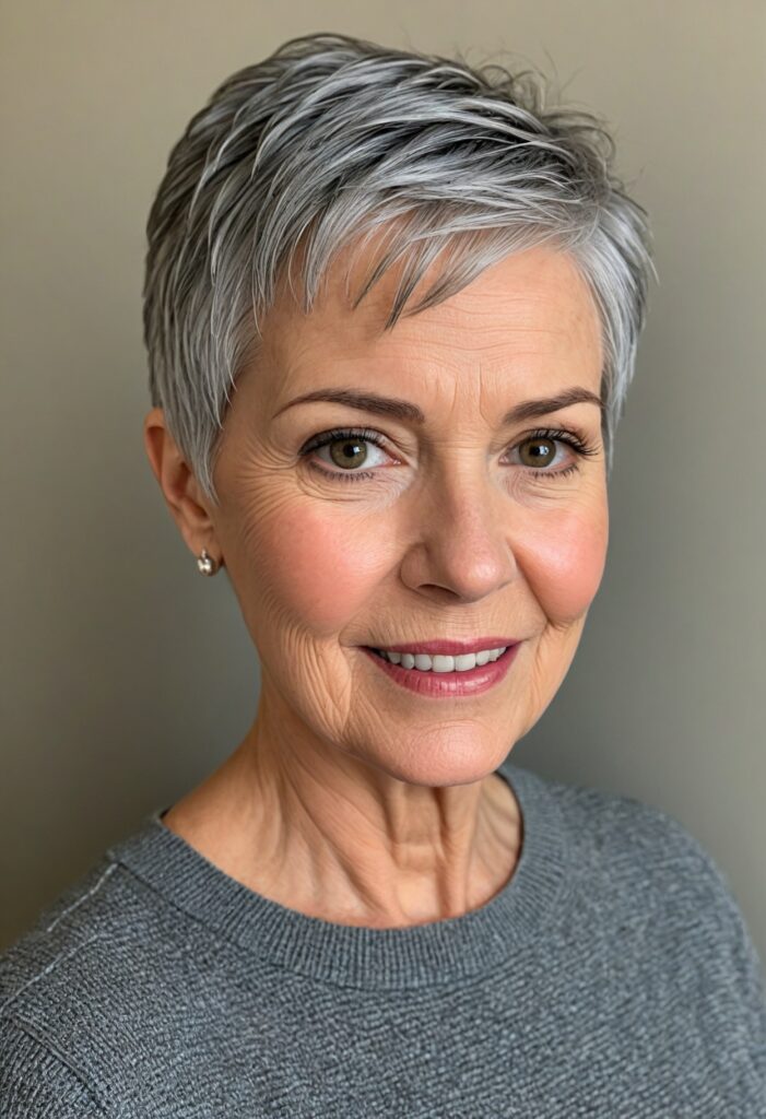 Spiky Gray Pixie Haircut