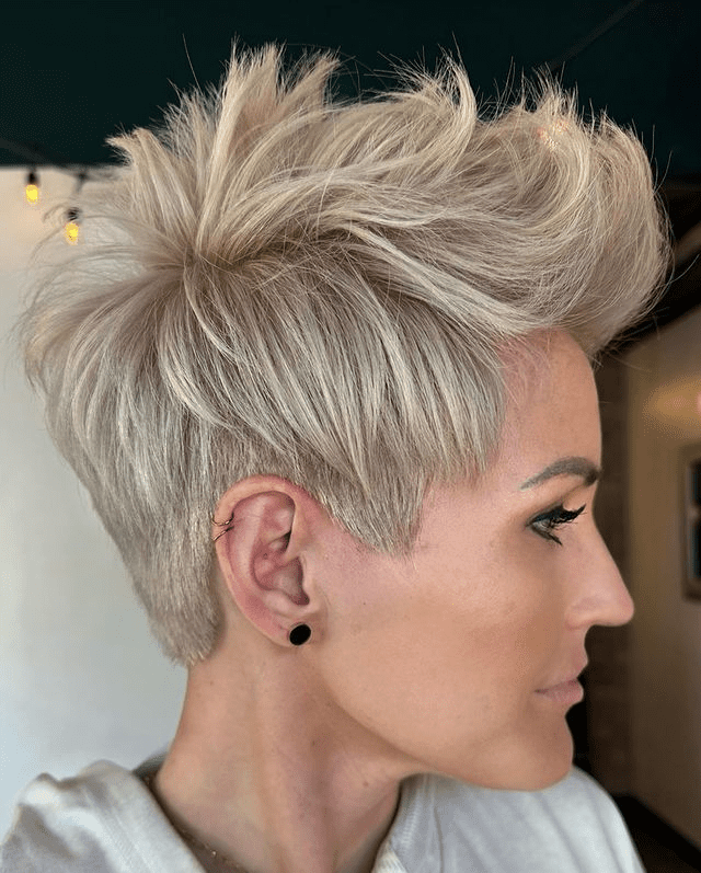 Platinum Blonder Pixie with Spiked Top