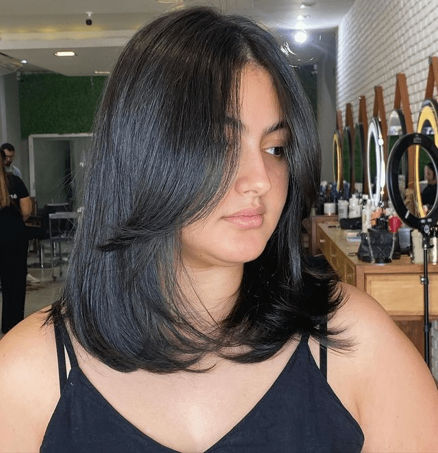 Long Bob Cut with Subtle Layers and Curtain Fringe