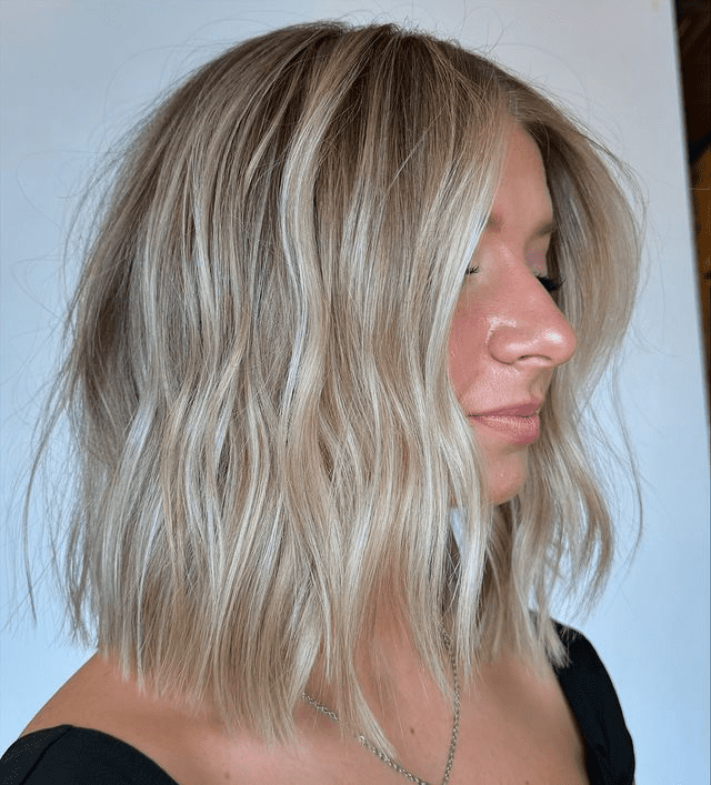 Wavy Bright Blonde Lob