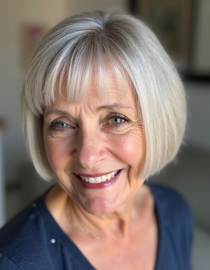 Blunt Cut Bob haircut for women over 60