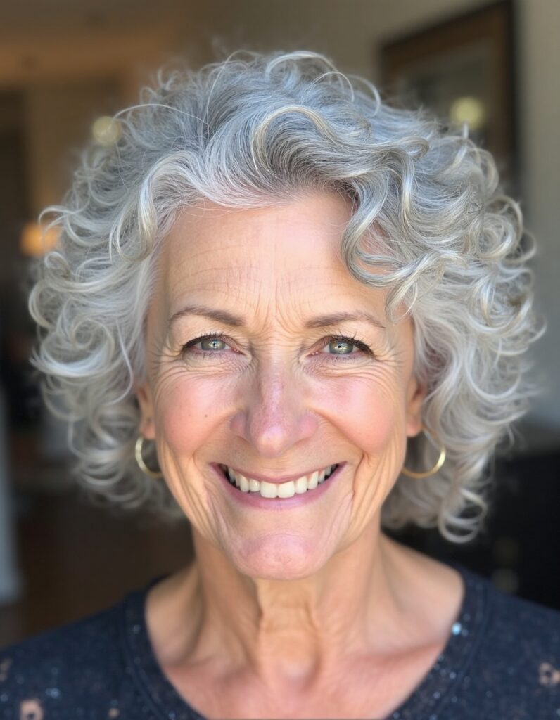 Curly Silver Charm hairstyle for women over 60