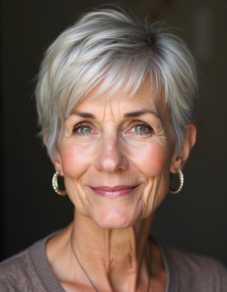 Long top pixie haircut for women over 60