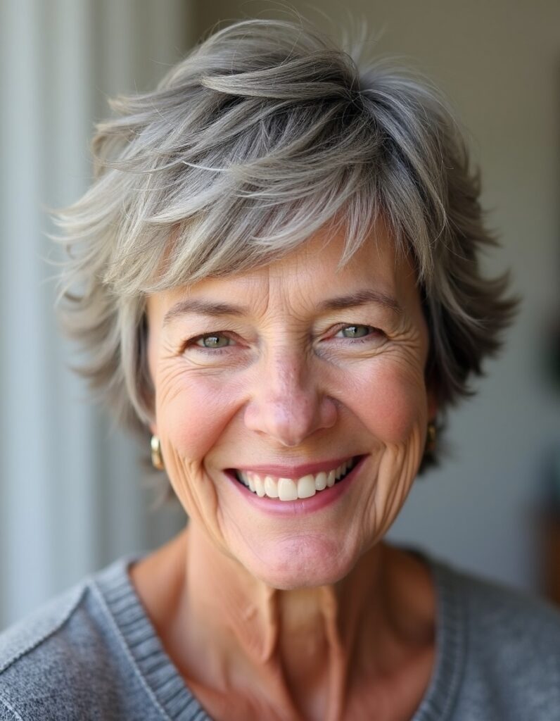 Short Tousled Crop hairstyle for women over 60