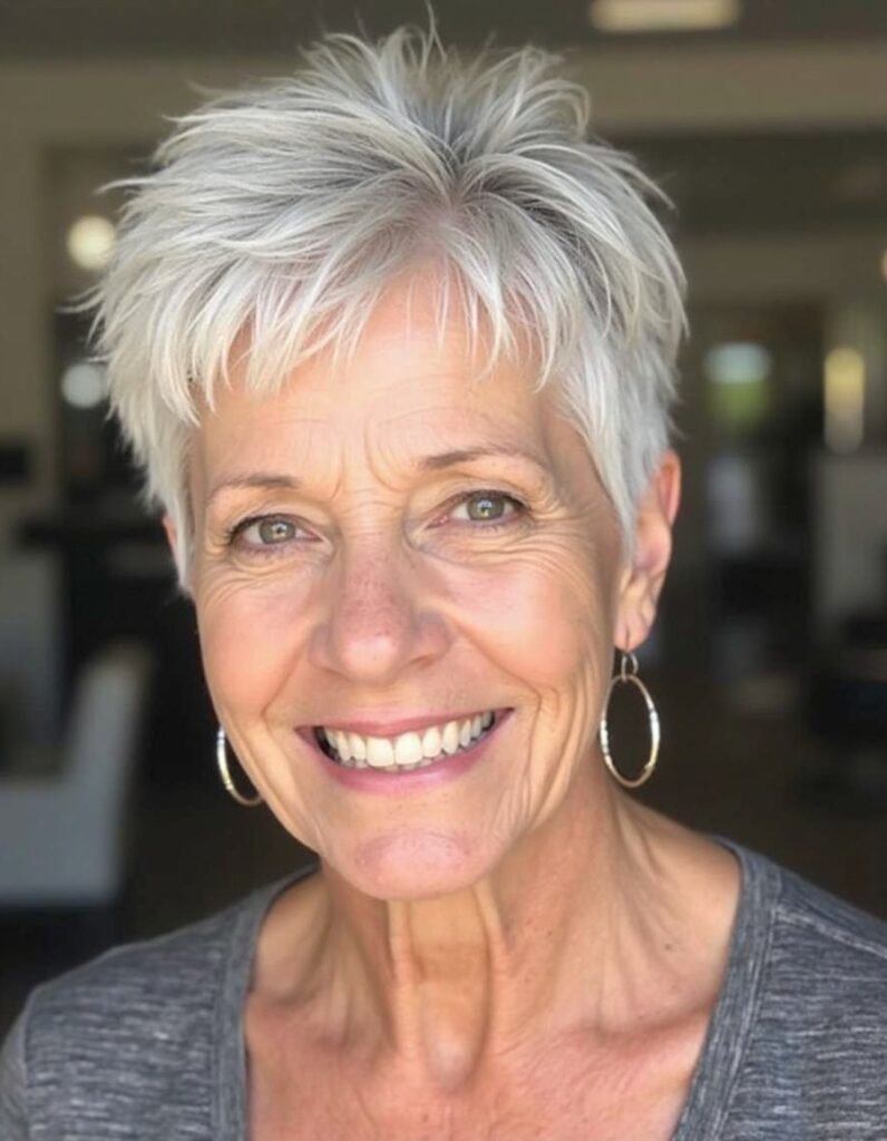 Spiky pixie haircut for women over 60