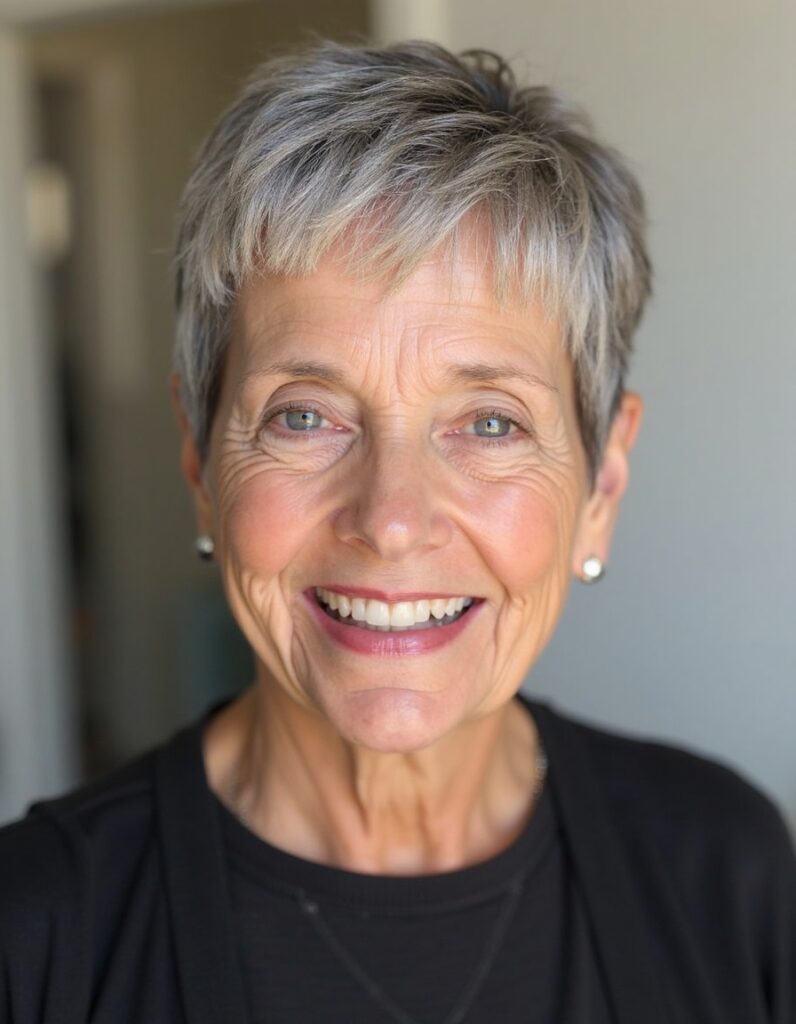 Tapered pixie haircut for women over 60