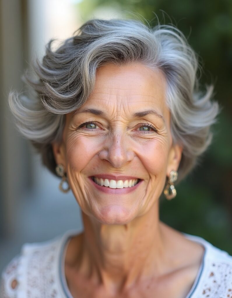 Voluminous Waves haircut for women over 60