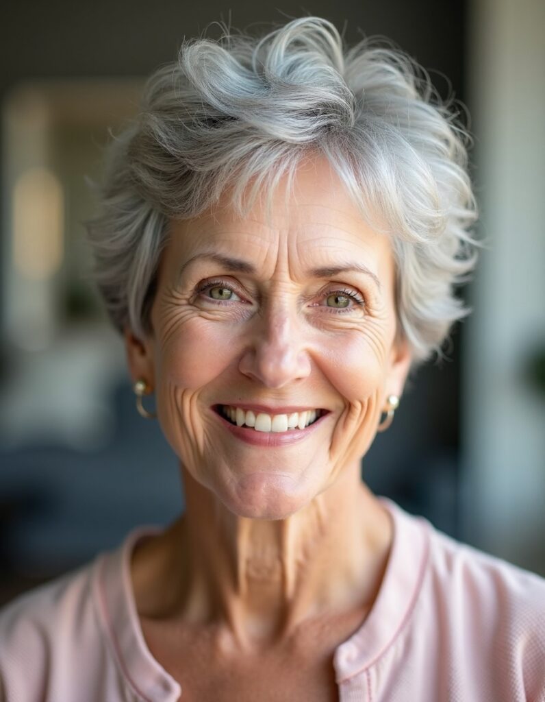 Wavy pixie for women over 60