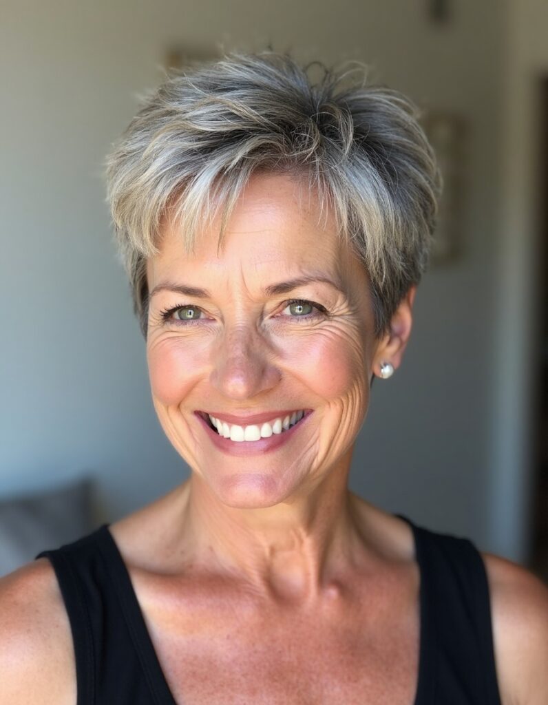 textured pixie haircut for women over 60